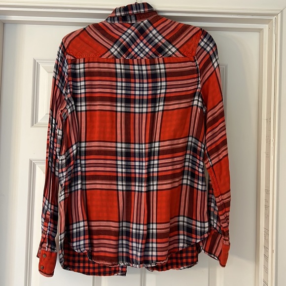 Merona red plaid button down, size medium - Picture 3 of 3
